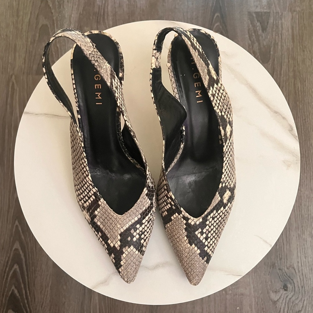 M. Gemi Snakeskin Pattern Slingback Heels